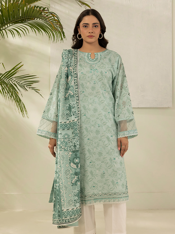 Zellbury Unstitched 2Piece Embroidered Lawn Aqua Suit WUS26E20530