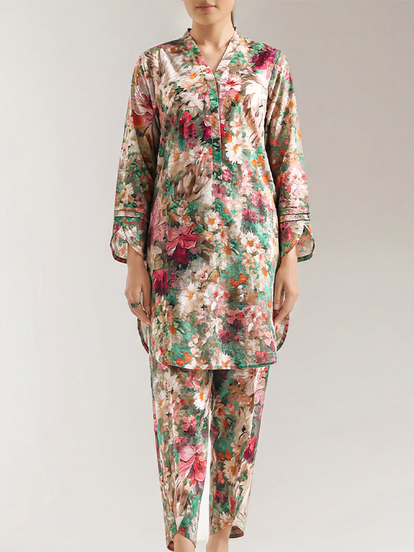 01 Saya Unstitched Premium Printed Lawn Co-Ord Set Skin