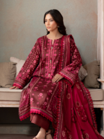 Zellbury Maroon 3-Piece Digital Printed Lawn Unstitched Suit - Image 3