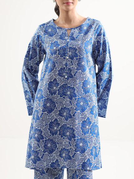 Saya Unstitched Premium Printed Lawn Co-Ord Set Blue