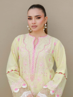 Zellbury Chikankari Embroidered 3-PieceUnstitched Cotton Suit Lemon - Image 2
