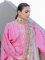 Zellbury Chikankari Embroidered 3-PieceUnstitched Cotton Suit  Pink - Image 2