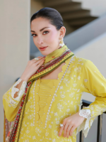 Zellbury Chikankari Embroidered 3Pc Unstitched Cotton Suit Lime - Image 7