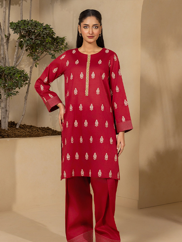 Zellbury Unstitched 2Piece Embroidered Red Lawn Suit WUS26E21209