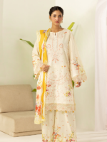 Signature Zellbury 3Pc Unstitched Embroidered Lawn Cream Suit WUS26E30450 - Image 2
