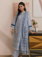 Signature Zellbury 3Pc Unstitched Embroidered Blue Lawn Suit WUS26E30589 - Image 2
