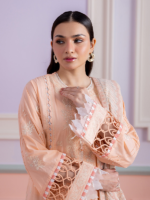 Signature Zellbury 3Pc Unstitched Embroidered Peach Lawn Suit WUS26E30513 - Image 2