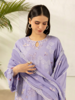 Signature Zellbury 3Pc Unstitched Embroidered Lilac Lawn Suit WUS26E30516 - Image 3