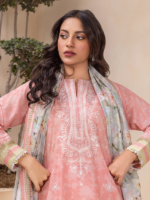 Zellbury Unstitched 2Piece Embroidered Lawn Peach Suit WUS26E20411 - Image 3