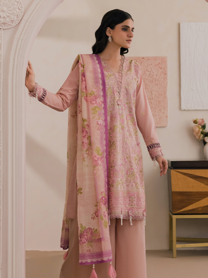 Zellbury Signature Unstitched 3Pc Embroidered Lawn Mauve Suit WUS26E30587