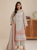 Zellbury Grey 3-Piece Digital Printed Lawn Unstitched Suit - Image 3