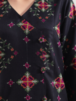Saya Printed Pashmina 3-Piece Unstitched Suit Black - Image 3