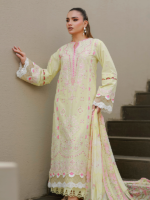 Zellbury Chikankari Embroidered 3-PieceUnstitched Cotton Suit Lemon - Image 3