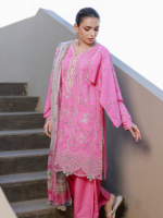 Zellbury Chikankari Embroidered 3-PieceUnstitched Cotton Suit  Pink - Image 3