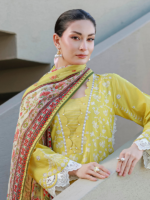 Zellbury Chikankari Embroidered 3Pc Unstitched Cotton Suit Lime - Image 6