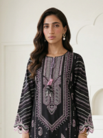 Signature Zellbury 3Pc Unstitched Embroidered Lawn Black Suit WUS26E30649 - Image 3