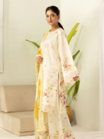 Signature Zellbury 3Pc Unstitched Embroidered Lawn Cream Suit WUS26E30450 - Image 3