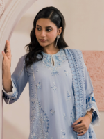 Signature Zellbury 3Pc Unstitched Embroidered Blue Lawn Suit WUS26E30589 - Image 3