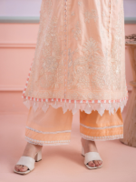Signature Zellbury 3Pc Unstitched Embroidered Peach Lawn Suit WUS26E30513 - Image 3