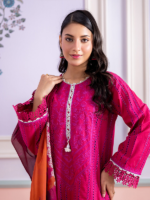 Zellbury 3Piece Unstitched Embroidered Magenta Lawn Suit WUS26E30713 - Image 3