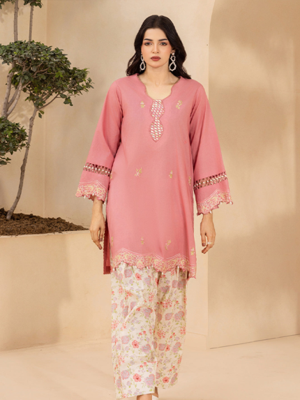 Zellbury Unstitched 2Piece Embroidered Lawn Peach Suit WUS26E20742