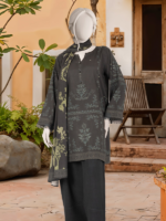 MTJ Winter Collection 3-Piece Printed Unstitched Viscose Suit Black - Image 3