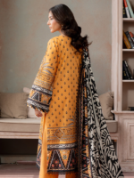 Zellbury Orange 3-Piece Digital Printed Lawn Unstitched Suit - Image 3