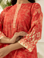 Zellbury Peach 3-Piece Digital Printed Lawn Unstitched Suit - Image 4