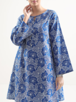 Saya 2-Piece Unstitched Premium Printed Self Stripe Lawn Suit Blue - Image 4