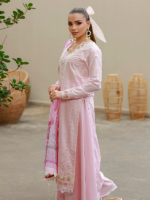 Zellbury Chikankari Embroidered 3-Piece Unstitched Cotton Suit Pink - Image 4
