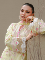 Zellbury Chikankari Embroidered 3-PieceUnstitched Cotton Suit Lemon - Image 4