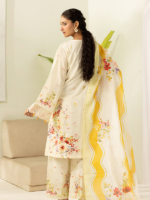 Signature Zellbury 3Pc Unstitched Embroidered Lawn Cream Suit WUS26E30450 - Image 4