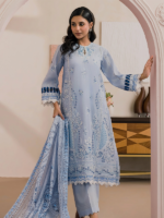 Signature Zellbury 3Pc Unstitched Embroidered Blue Lawn Suit WUS26E30589 - Image 4