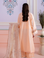 Signature Zellbury 3Pc Unstitched Embroidered Peach Lawn Suit WUS26E30513 - Image 4