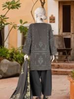MTJ Winter Collection 3-Piece Printed Unstitched Viscose Suit Black - Image 4