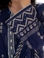 Zellbury Unstitched 3Piece Paste Print Lawn Navy Blue Suit WUS26X30559 - Image 4