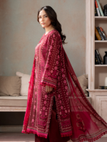 Zellbury Maroon 3-Piece Digital Printed Lawn Unstitched Suit - Image 4