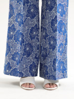Saya 2-Piece Unstitched Premium Printed Self Stripe Lawn Suit Blue - Image 5