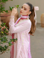 Zellbury Chikankari Embroidered 3-Piece Unstitched Cotton Suit Pink - Image 5
