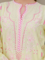 Zellbury Chikankari Embroidered 3-PieceUnstitched Cotton Suit Lemon - Image 5