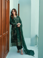Rujhan Luxury Lawn’ 26 Eid Collection 3-Piece Suit Dark Green - Image 5