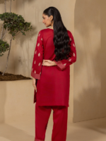 Zellbury Unstitched 2Piece Embroidered Red Lawn Suit WUS26E21209 - Image 5