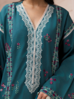 Signature Zellbury 2Pc Unstitched Embroidered Lawn Teal Suit WUS26E21185 - Image 4