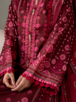 Zellbury Maroon 3-Piece Digital Printed Lawn Unstitched Suit - Image 5