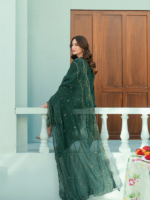 Rujhan Luxury Lawn’ 26 Eid Collection 3-Piece Suit Dark Green - Image 6