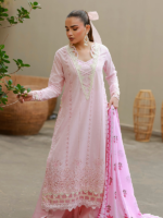 Zellbury Chikankari Embroidered 3-Piece Unstitched Cotton Suit Pink - Image 6