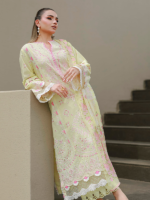 Zellbury Chikankari Embroidered 3-PieceUnstitched Cotton Suit Lemon - Image 6
