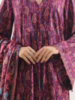 Saya Printed Pashmina 3-Piece Unstitched Suit Magenta - Image 6