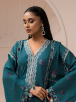 Signature Zellbury 2Pc Unstitched Embroidered Lawn Teal Suit WUS26E21185 - Image 5