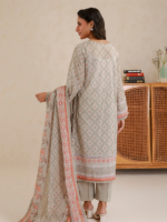 Zellbury Grey 3-Piece Digital Printed Lawn Unstitched Suit - Image 6